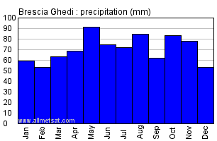 Brescia Ghedi Italy Annual Precipitation Graph